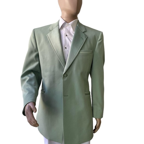 Men's 44R Mint Green Andrew Fezza Monaco Tuxedo Jacket- Easy Care, Prom, Retro - Picture 2 of 8